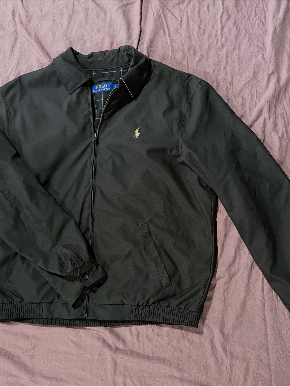 Ralph Lauren Black Lightweight Harrington Jacket with Pony Logo